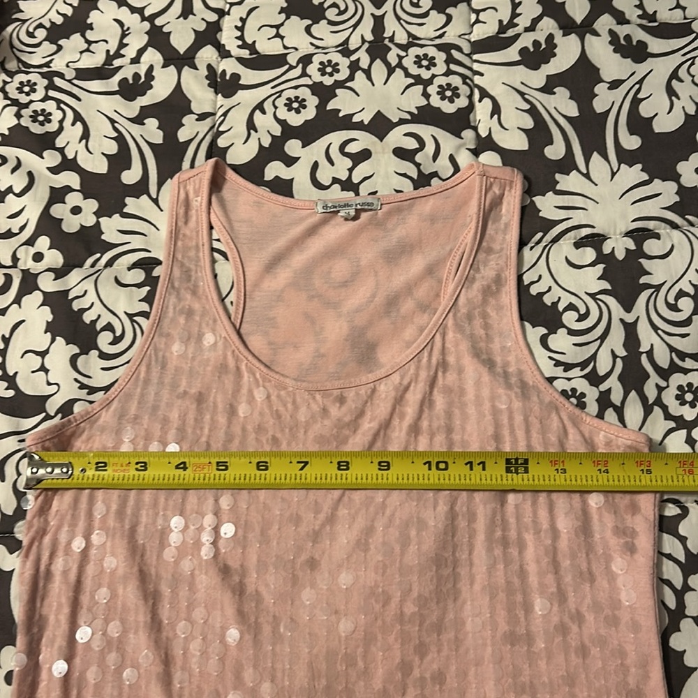 Charlotte Russe pink sequins racer tank top size Medium - Picture 6 of 7